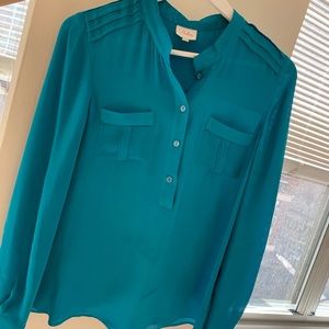 Parker silk top in aqua